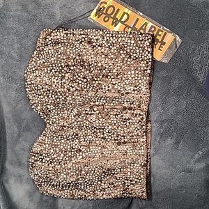 Rhinestone Sweetheart Bustier Crop top Two Piece Black Lace Dress Size Small